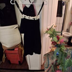 Black and Cream Spaghetti Strap Women's Top